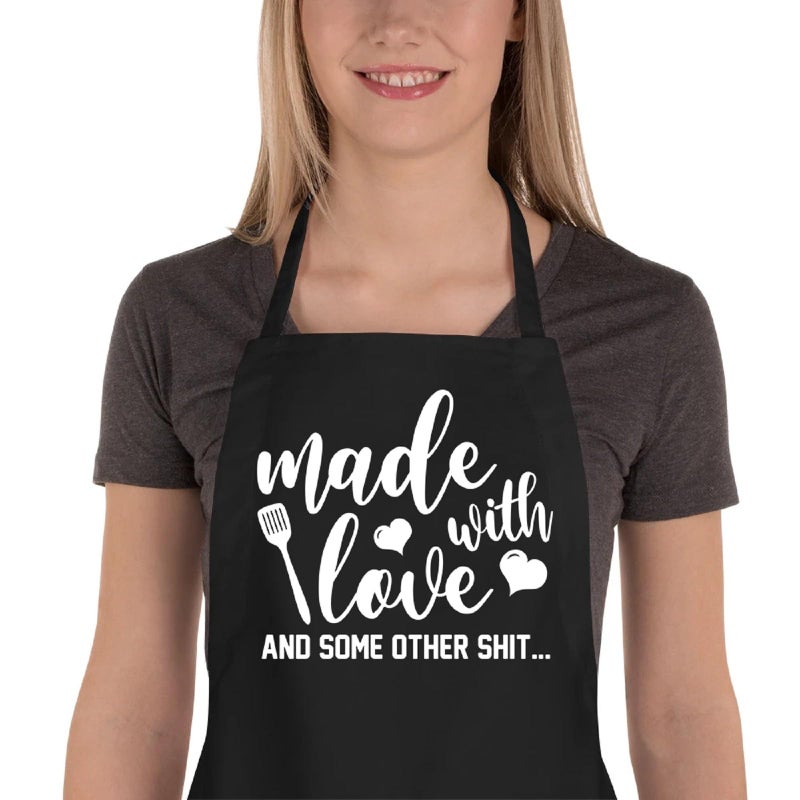 Saukore Funny Aprons for Women Men  Novelty Kitchen Cooking Apron with 2 Pockets  Cute Baking Gifts for Bakers  Birthday Housewarming Gifts for Wife Husband Mom Sister Daughter Grandma - Image 1
